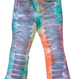 Upcycled block dyed jeans